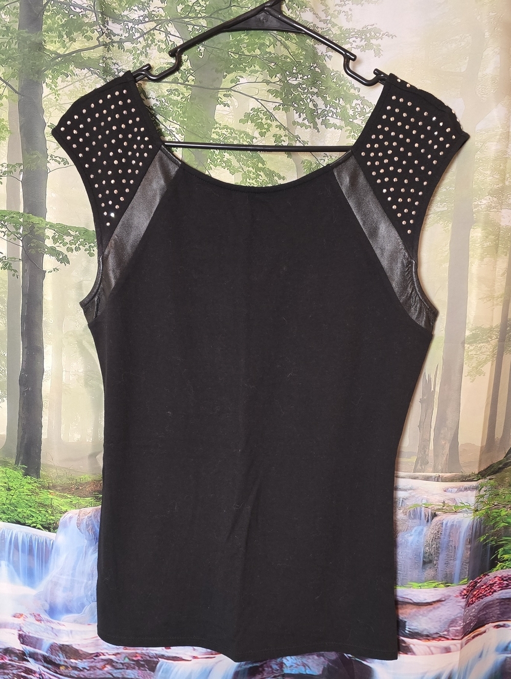 Express Top, Studded Black Cap Sleeve Women's Top